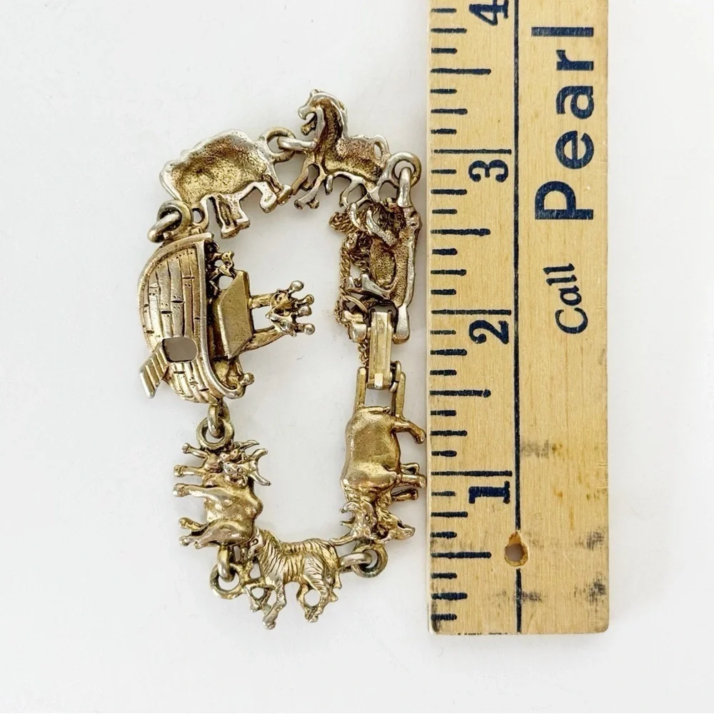 Noah’s Ark Baby Bracelet Gold Plated Safety Chain Bible Animals Old Testament
